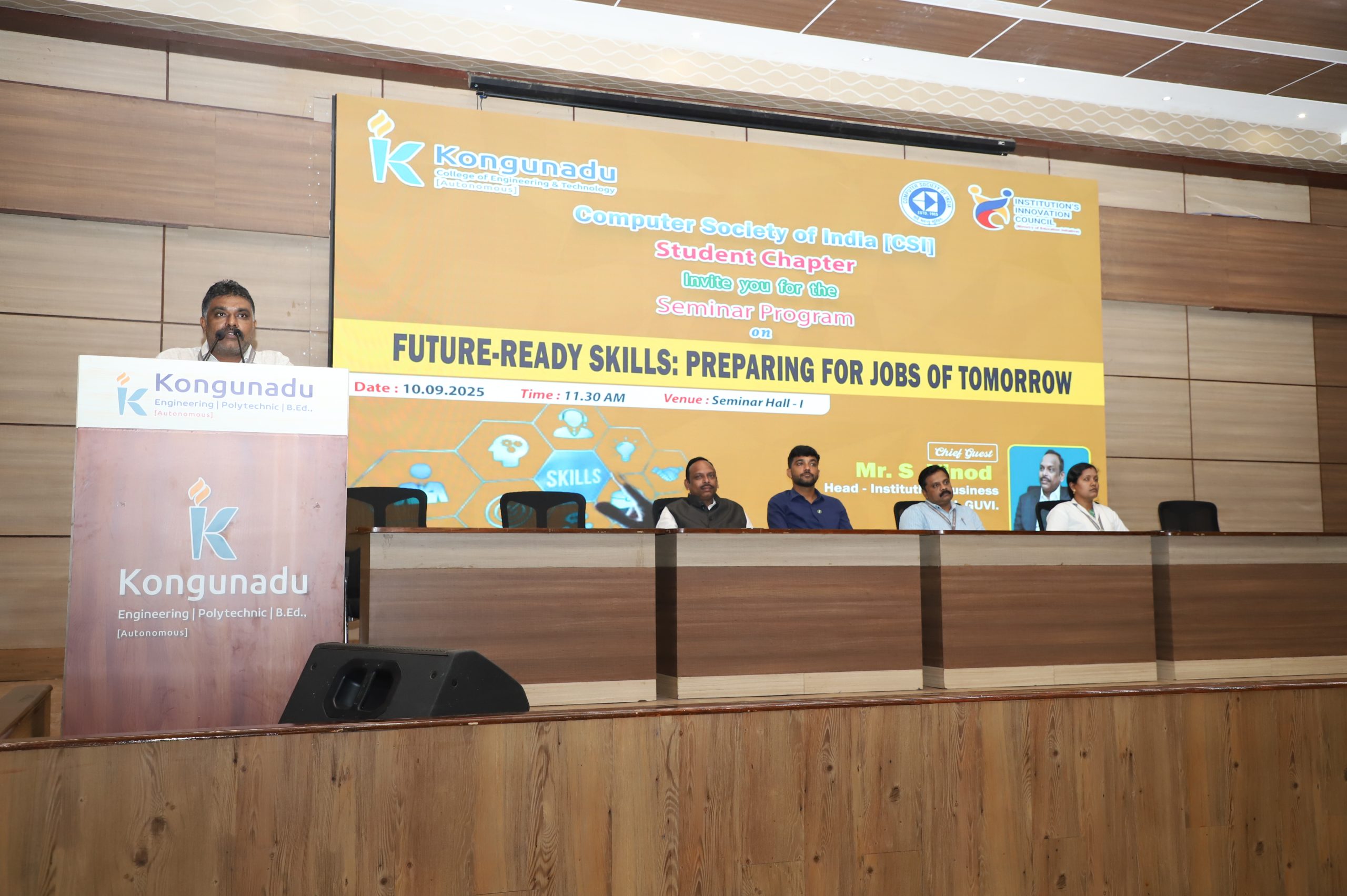 CSI Student Chapter Seminar on "Future-Ready Skills:Preparing for Jobs Tomorrow" on 10.09.25