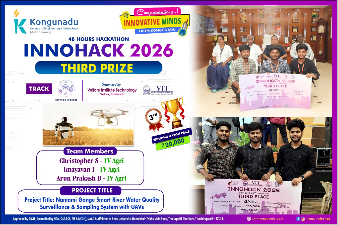 48 Hours Hackathon INNOHACK 2026 - Third Prize of Rs. 20000 @ Vellore Institute of Technology