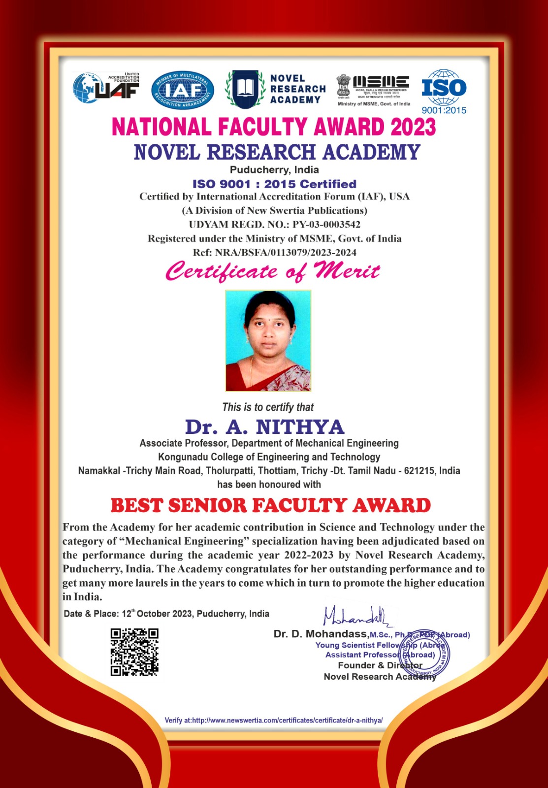 Nithya award